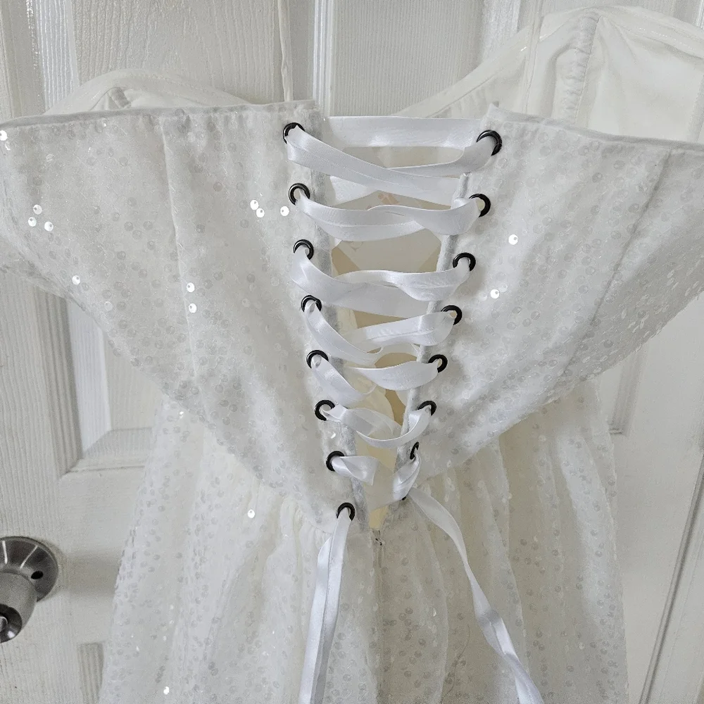 NWT Selkie Strapless White Sequin Dress (Frosted Degas Dress) - Picture 6 of 13